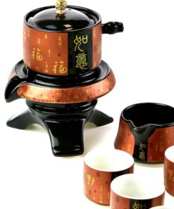 фото - Набір посуду для чайної церемонії “Щастя в Хату” на 6 персон, подарункова коробка, вибір кольору синій коричневий золотий