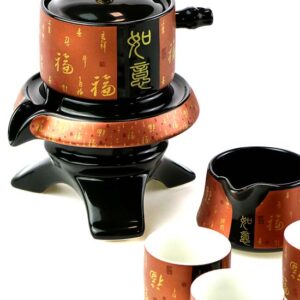 фото - Набір посуду для чайної церемонії “Щастя в Хату” на 6 персон, подарункова коробка, вибір кольору синій коричневий золотий