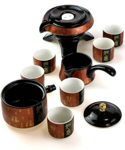 фото - Набір посуду для чайної церемонії “Щастя в Хату” на 6 персон, подарункова коробка, вибір кольору синій коричневий золотий