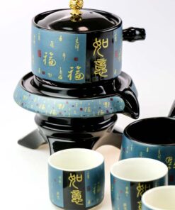 фото - Набір посуду для чайної церемонії “Щастя в Хату” на 6 персон, подарункова коробка, вибір кольору синій коричневий золотий