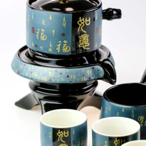 фото - Набір посуду для чайної церемонії “Щастя в Хату” на 6 персон, подарункова коробка, вибір кольору синій коричневий золотий