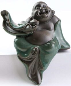 фото - Статуетка Хотей на краю з чашею достатку керамика