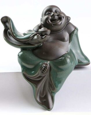 фото - Статуетка Хотей на краю з чашею достатку керамика