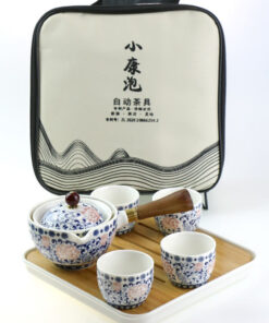 фото - Дорожній сервиз гунфу с поворотной гайванью синий орнамент 110мл пиалі 30мл