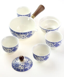 фото - Дорожній сервиз гунфу с поворотной гайванью синий орнамент 110мл пиалі 30мл