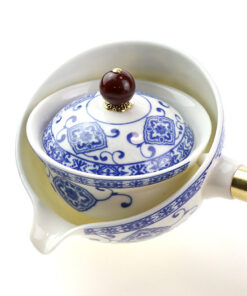 фото - Дорожній сервиз гунфу с поворотной гайванью синий орнамент 110мл пиалі 30мл