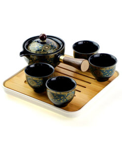 фото - Дорожній сервиз гунфу с поворотной гайванью синий орнамент 110мл пиалі 30мл