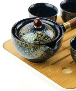 фото - Дорожній сервиз гунфу с поворотной гайванью синий орнамент 110мл пиалі 30мл