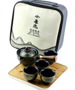 фото - Дорожній сервиз гунфу с поворотной гайванью синий орнамент 110мл пиалі 30мл