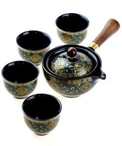 фото - Дорожній сервиз гунфу с поворотной гайванью синий орнамент 110мл пиалі 30мл