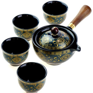 фото - Дорожній сервиз гунфу с поворотной гайванью синий орнамент 110мл пиалі 30мл