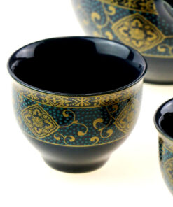 фото - Дорожній сервиз гунфу с поворотной гайванью синий орнамент 110мл пиалі 30мл