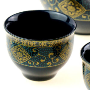 фото - Дорожній сервиз гунфу с поворотной гайванью синий орнамент 110мл пиалі 30мл