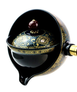 фото - Дорожній сервиз гунфу с поворотной гайванью синий с краснім орнамент 110мл пиалі 30мл (Копия)