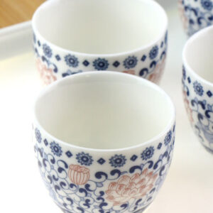 фото - Дорожній сервиз гунфу с поворотной гайванью синий орнамент 110мл пиалі 30мл