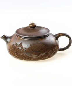фото - Заварочный чайник, глина Исин, Золотой карп объем 180 мл с водяным замком