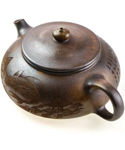 фото - Заварочный чайник, глина Исин, Золотой карп объем 180 мл с водяным замком