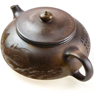 фото - Заварочный чайник, глина Исин, Золотой карп объем 180 мл с водяным замком