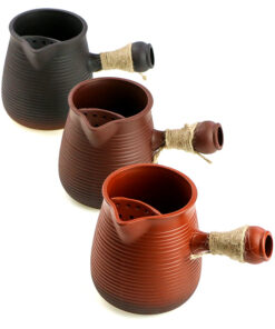 фото - Чахай з боковою ручкою малий Коричневий,черный, красный 350мл. Глина