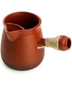 фото - Чахай з боковою ручкою малий Коричневий,черный, красный 350мл. Глина