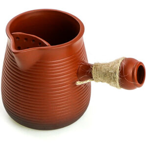 фото - Чахай з боковою ручкою малий Коричневий,черный, красный 350мл. Глина