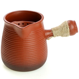 фото - Чахай з боковою ручкою малий Коричневий,черный, красный 350мл. Глина