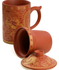 фото - Чашка “Два дракони” з ситом чорна.червона 300мл.