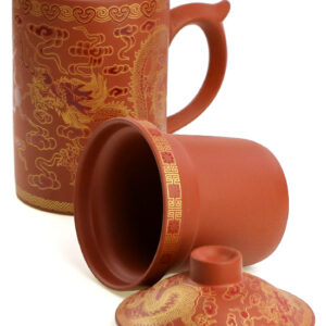 фото - Чашка “Два дракони” з ситом чорна.червона 300мл.