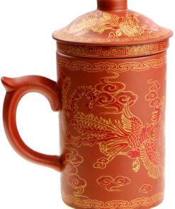 фото - Чашка “Фенікс” з ситом чорна, червона 300мл.