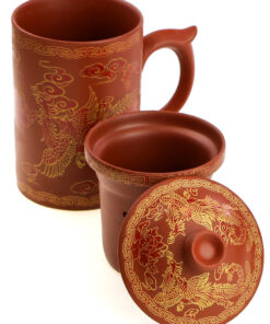 фото - Чашка “Фенікс” з ситом чорна, червона 300мл.