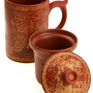 фото - Чашка “Фенікс” з ситом чорна, червона 300мл.