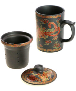 фото - Чашка “Фенікс” з ситом чорна, червона 300мл.