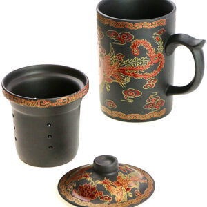 фото - Чашка “Фенікс” з ситом чорна, червона 300мл.