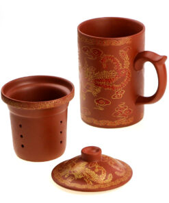 фото - Чашка “Фенікс” з ситом чорна, червона 300мл.