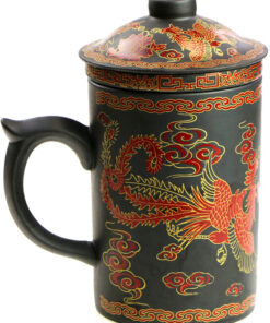 фото - Чашка “Фенікс” з ситом чорна, червона 300мл.