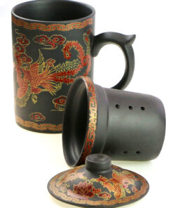 фото - Чашка “Фенікс” з ситом чорна, червона 300мл.