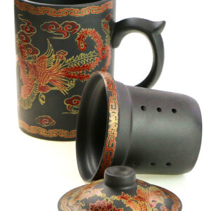 фото - Чашка “Фенікс” з ситом чорна, червона 300мл.