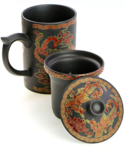 фото - Чашка “Фенікс” з ситом чорна, червона 300мл.