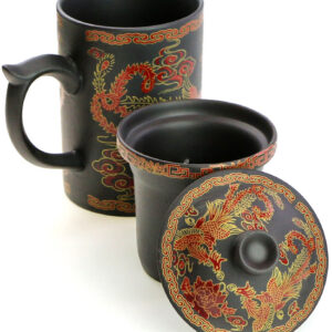 фото - Чашка “Фенікс” з ситом чорна, червона 300мл.