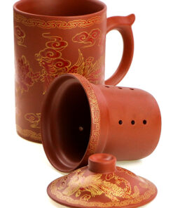 фото - Чашка “Фенікс” з ситом чорна, червона 300мл.