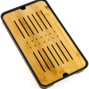 фото - Чабань Смужка, прямоугольный китайский чайный столик, бамбук с пластиковым поддоном, 32х18х3 см (Копировать)