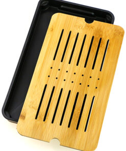 фото - Чабань Смужка, прямоугольный китайский чайный столик, бамбук с пластиковым поддоном, 32х18х3 см (Копировать)