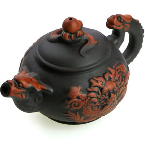 фото - Заварочный чайник дракон, глина, чорно-червоний350мл