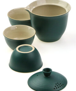 фото - Дорожній набір для заварювання чаю, гайвань та 3 піали, кераміка Цзіньдечжень