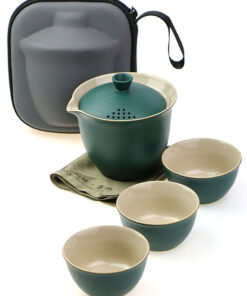 фото - Дорожній набір для заварювання чаю, гайвань та 3 піали, кераміка Цзіньдечжень