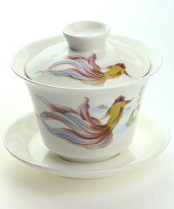 фото - (Копія)Гайвань  Красное и Черное,  с парящей крышкой,  фарфор, 150 мл