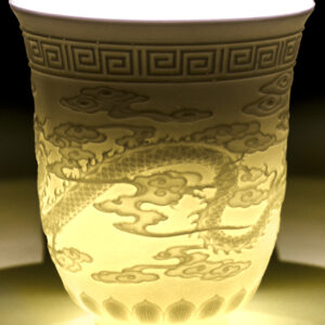 фото - Піала для чаю Дракон і Фенікс, традиційна китайська порцеляна Дехуа, 100 мл