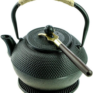 фото - (Копія)Чайник для заваривания чая тэцубин чугунный с ситом, , 1200 мл+подставка+ухват