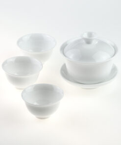 фото - Набор посуды для чайной церемонии,  фарфор из Чао Чжоу, гайвань 100 мл и три пиалы по 30 мл