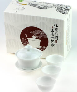 фото - Набор посуды для чайной церемонии, фарфор из Чао Чжоу, гайвань 100 мл и три пиалы по 30 мл